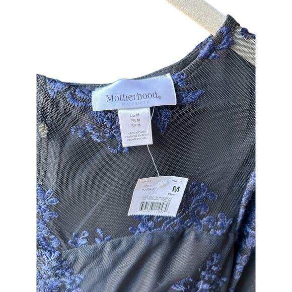 Motherhood Maternity Dress Medium Black Blue Mesh Bell Sleeve Whimsigoth Witchy - Picture 2 of 11